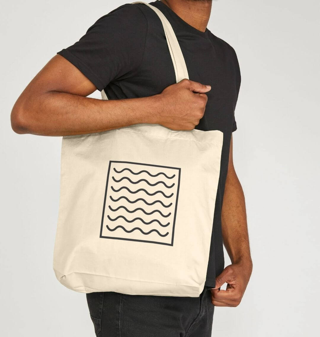 Ocean Current Pattern Organic Cotton Tote Bag | Eco - Friendly Canvas Shopper | PCH Pure - PCH Pure