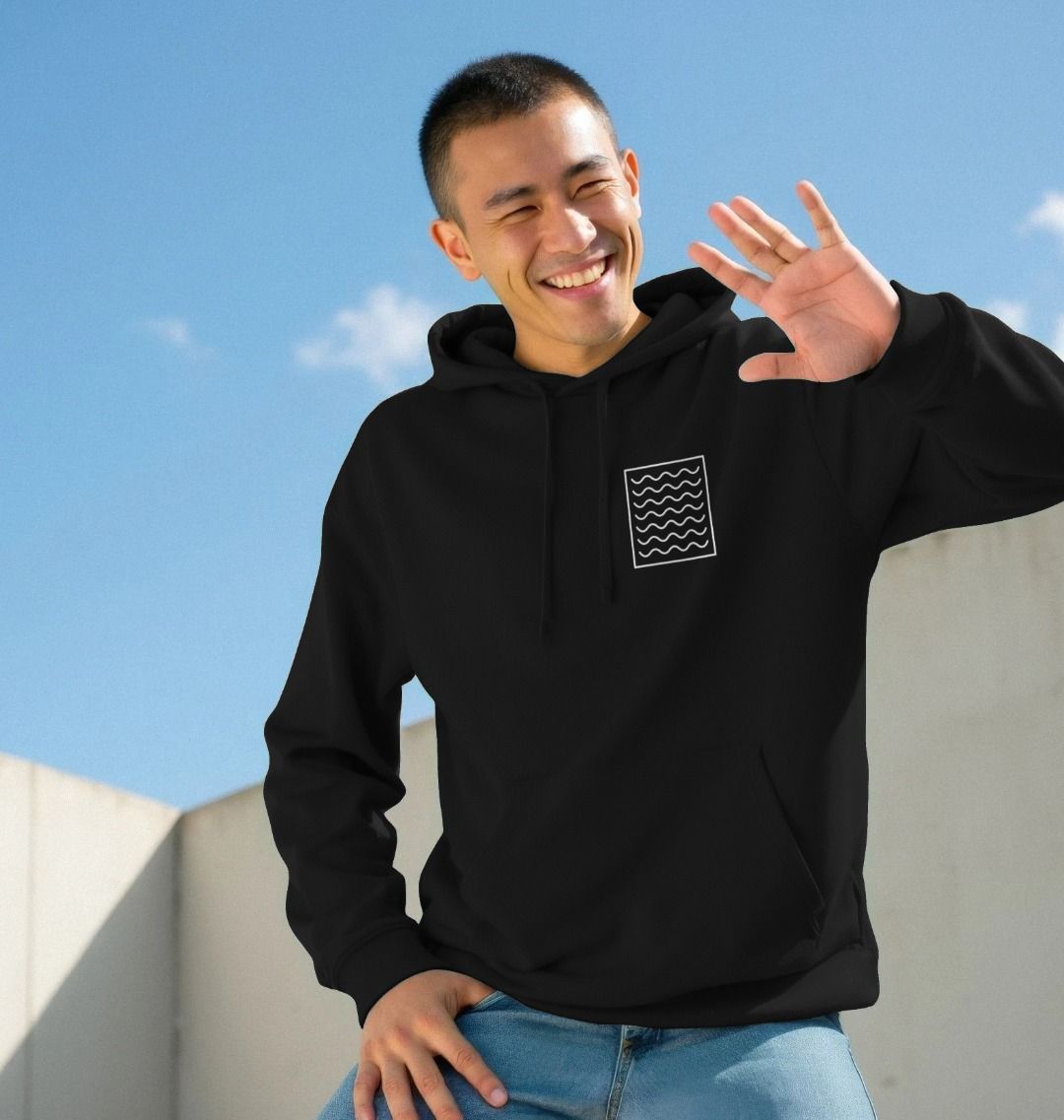 Ocean Current Pattern Organic Cotton Hoodie | Ethical & Sustainable Hoodie | PCH Pure - PCH Pure