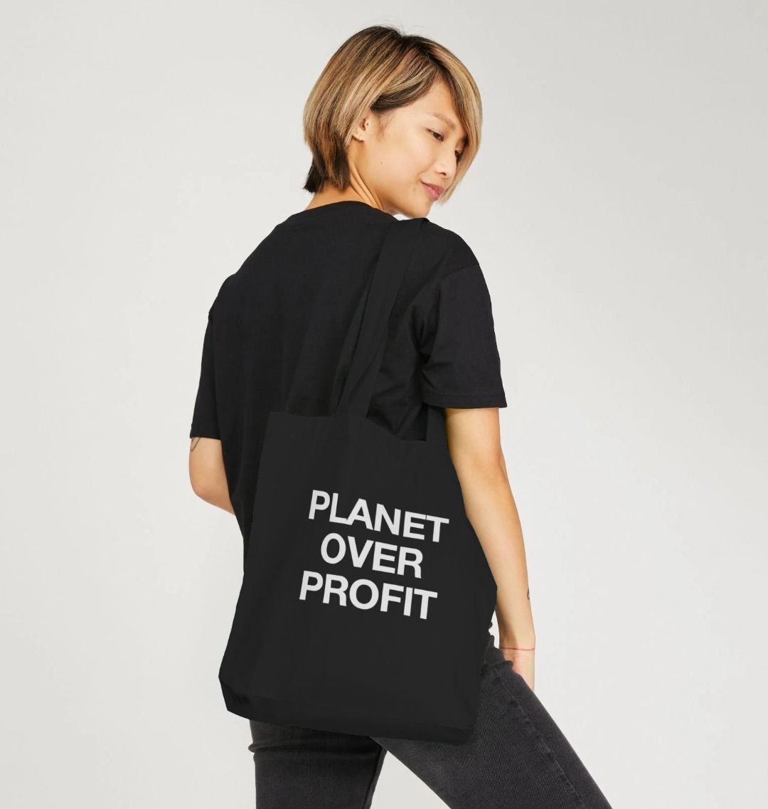 Planet Over Profit Organic Cotton Tote Bag | Eco Canvas Shopper | PCH Pure - PCH Pure