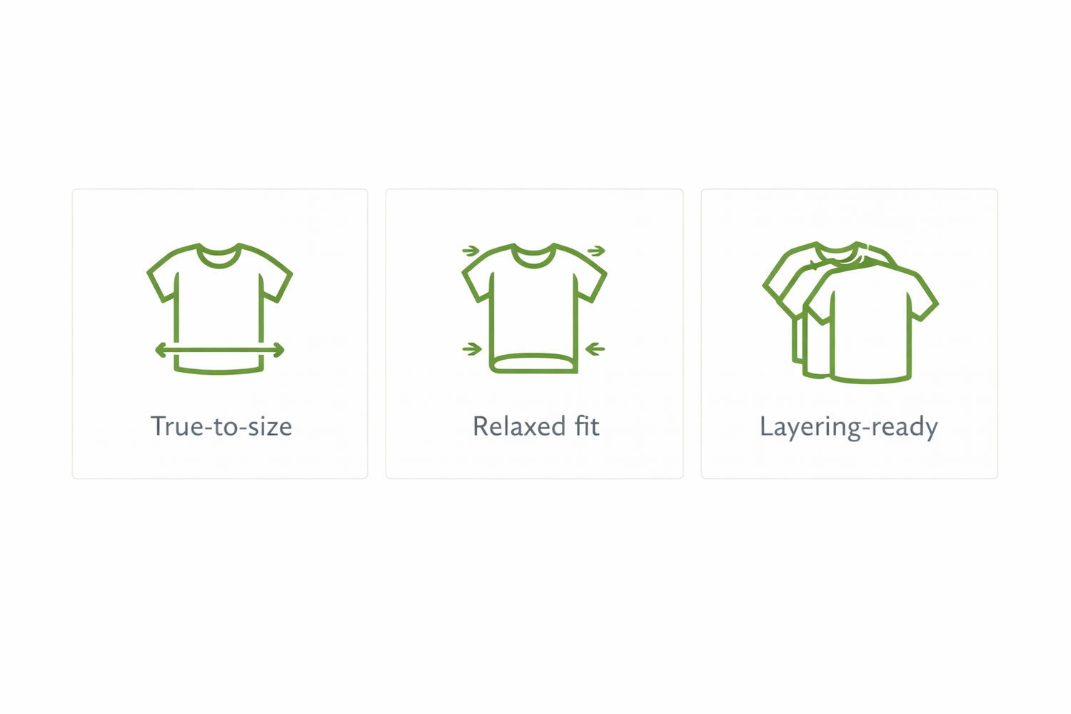 Fit guidance tiles for unisex organic basics