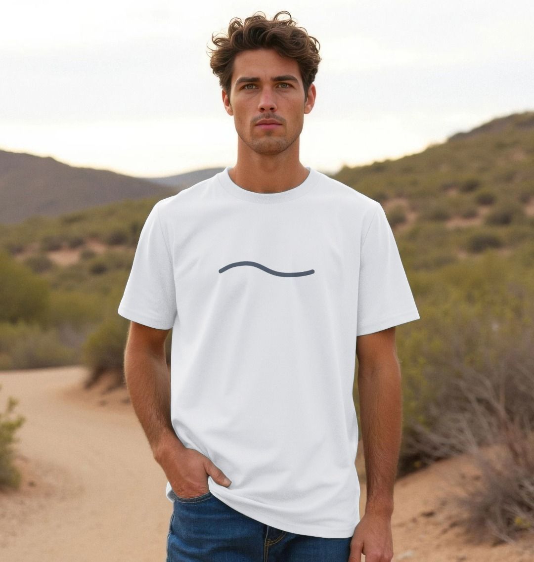 Organic Cotton T-Shirt | Minimal Wave Line Tee - PCH Pure - PCH Pure