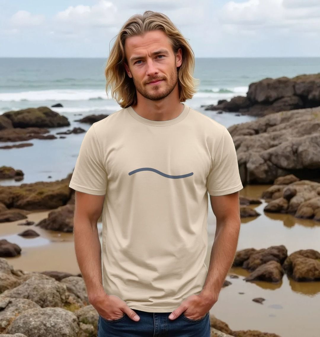 Organic Cotton T-Shirt | Minimal Wave Line Tee - PCH Pure - PCH Pure