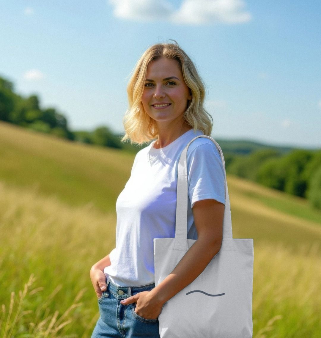 Minimal Wave Line Organic Cotton Tote Bag | Eco - Friendly Canvas Shopper | PCH Pure - PCH Pure