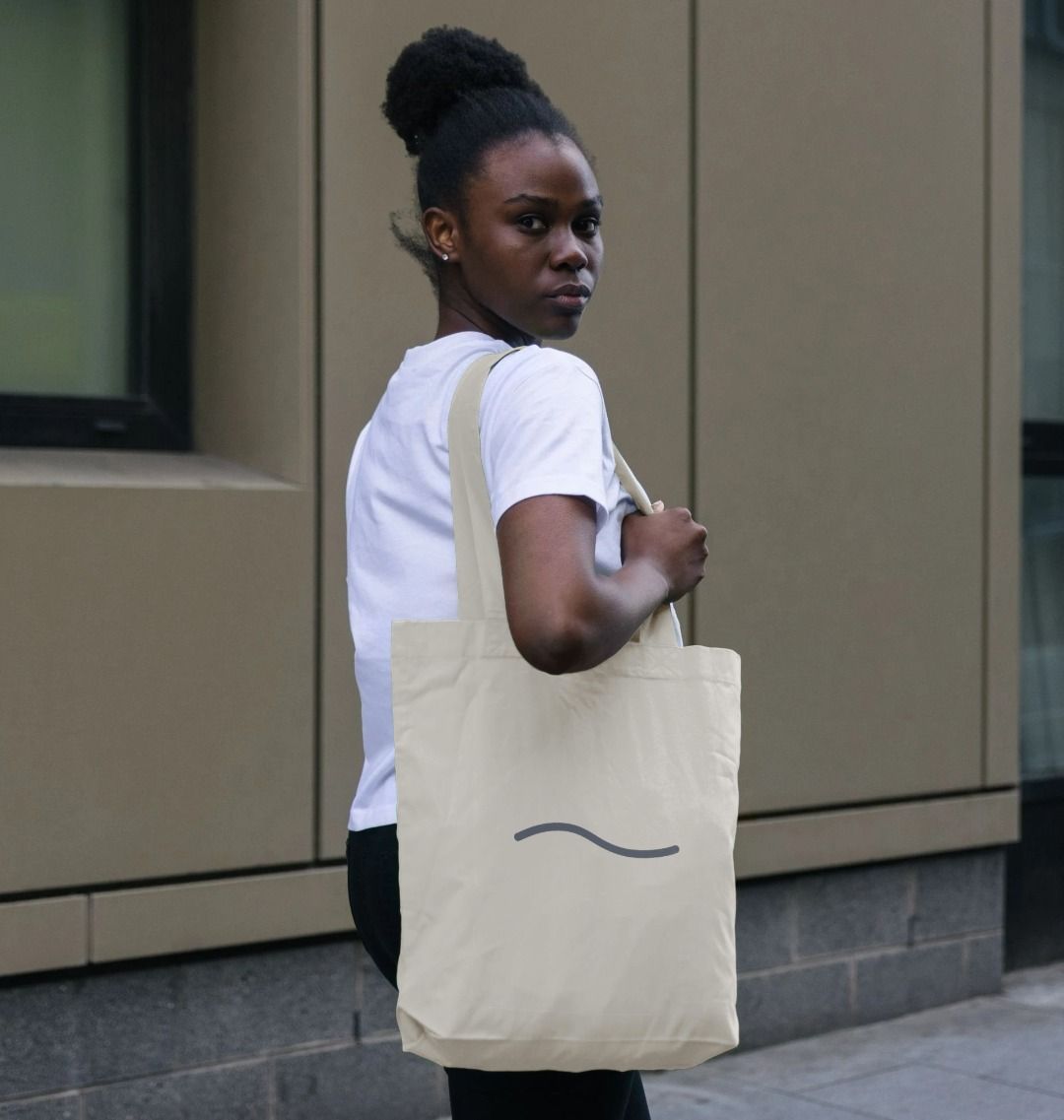 Minimal Wave Line Organic Cotton Tote Bag | Eco - Friendly Canvas Shopper | PCH Pure - PCH Pure