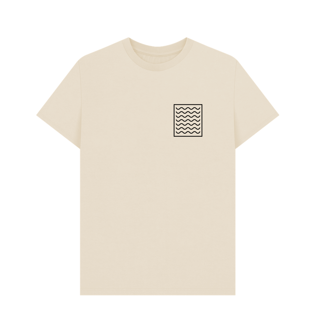 Organic cotton tee beige with ocean current pattern by PCH Pure