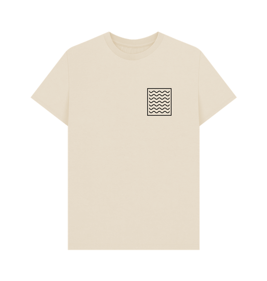 Organic cotton tee beige with ocean current pattern by PCH Pure