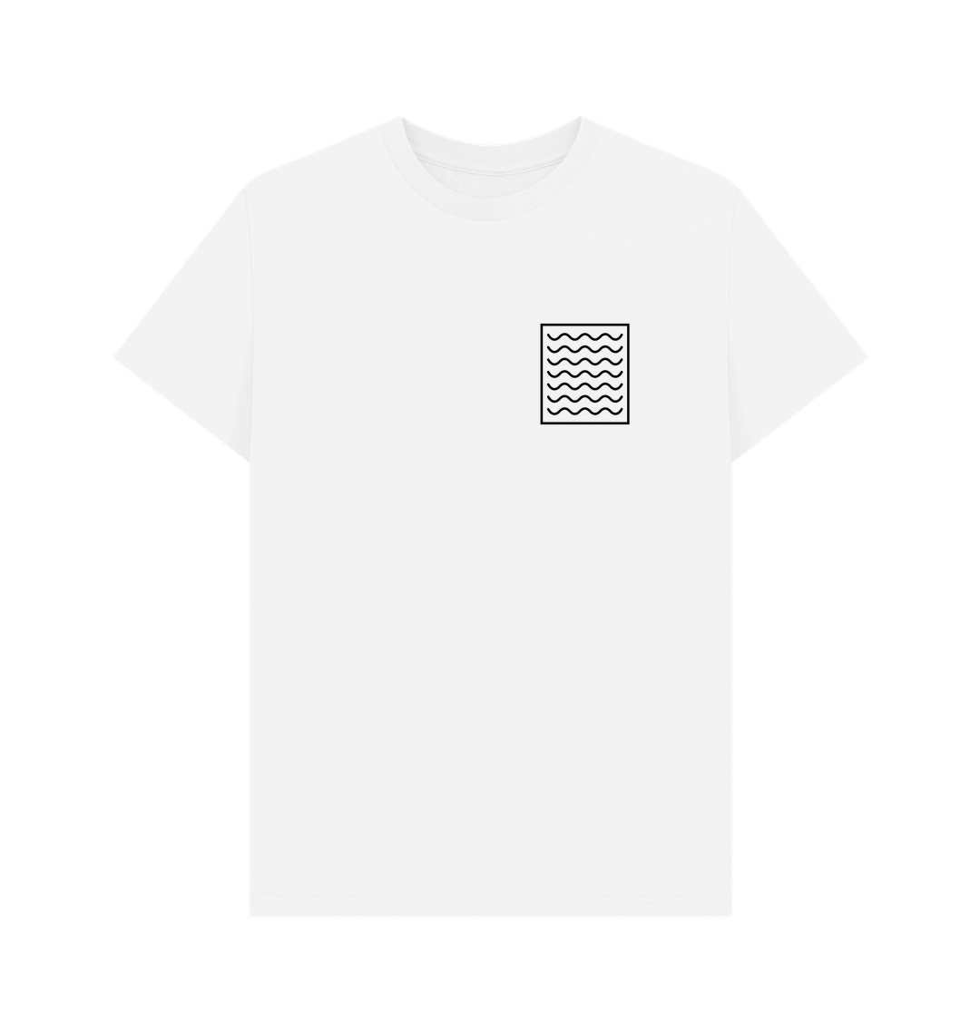 Organic cotton tee white with ocean current pattern by PCH Pure
