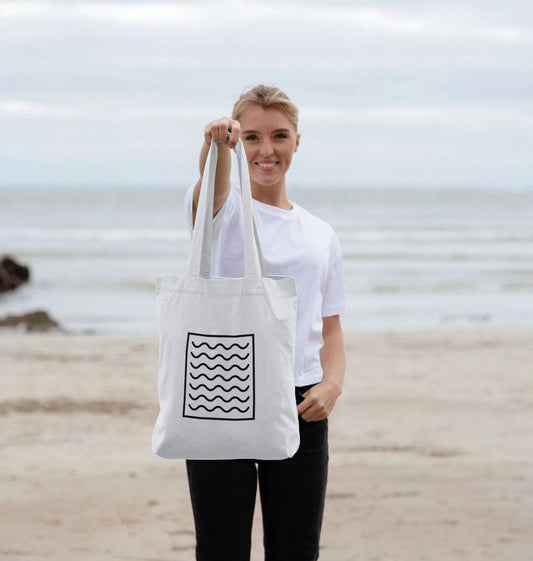 Ocean Current Pattern Organic Cotton Tote Bag | Eco - Friendly Canvas Shopper | PCH Pure - PCH Pure