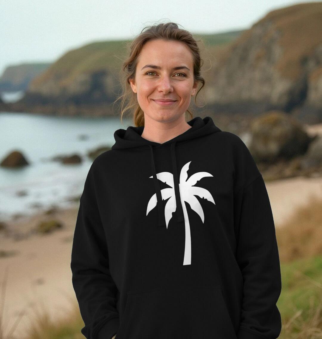 Palm Shadow Silhouette Earthy hoodie featuring minimalist palm silhouette print PCH Pure
