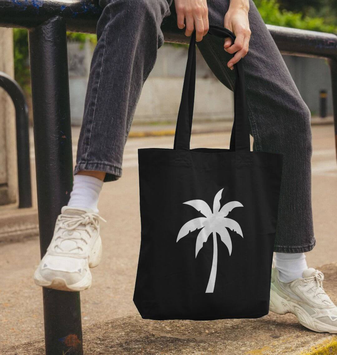 Palm Shadow Silhouette Organic Cotton Eco Tote Bag | Eco - Friendly Canvas Shopper | PCH Pure - PCH Pure