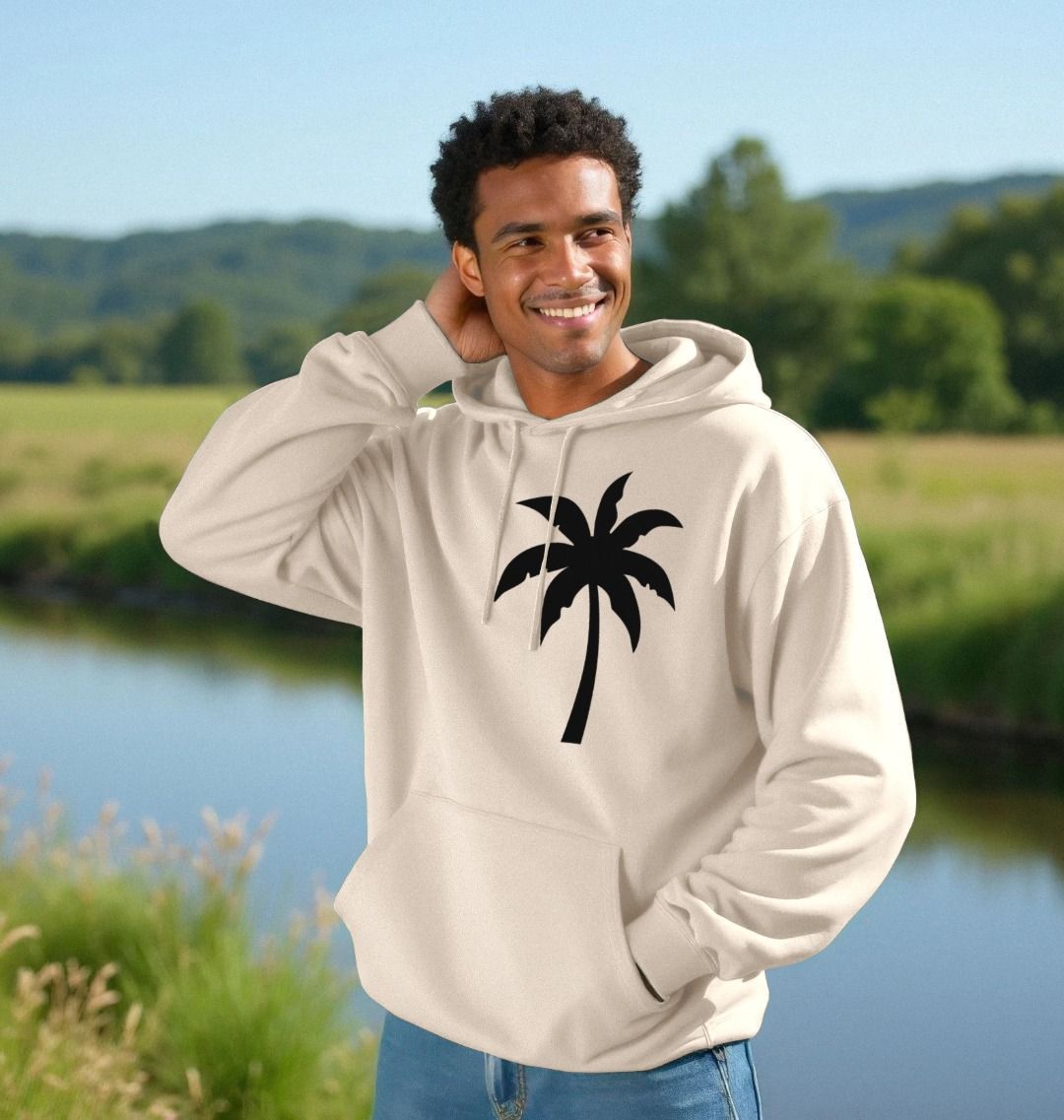 Palm Shadow Silhouette Organic Cotton Hoodie | Ethical & Sustainable Hoodie | PCH Pure - PCH Pure