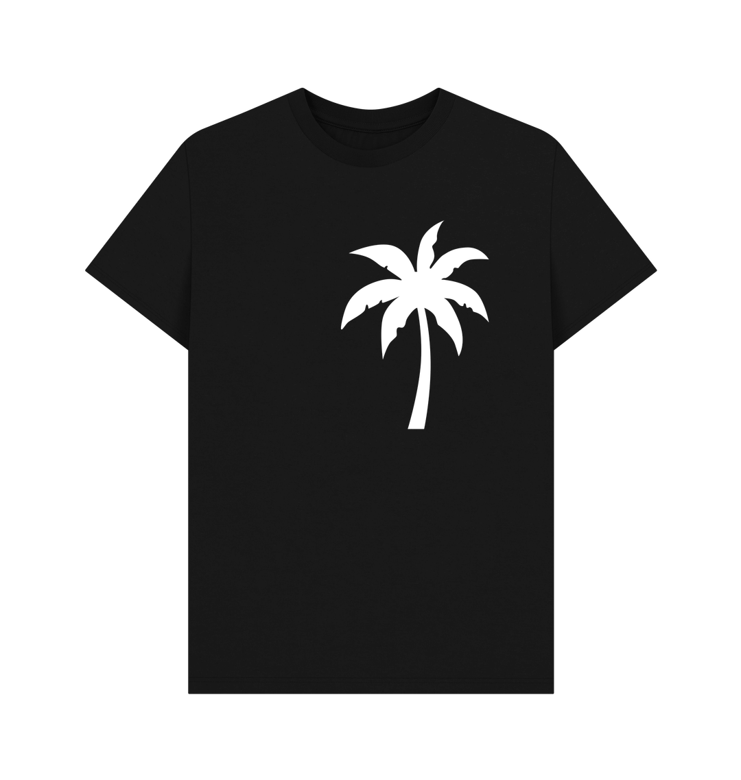 Organic cotton tee with palm shadow silhouette design by PCH Pure