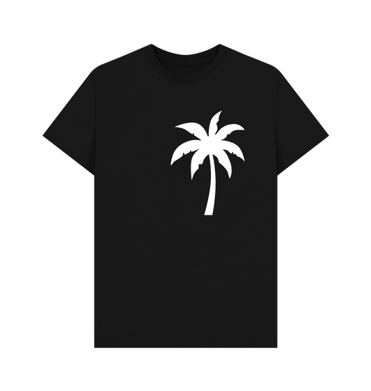 Organic cotton tee with palm shadow silhouette design by PCH Pure