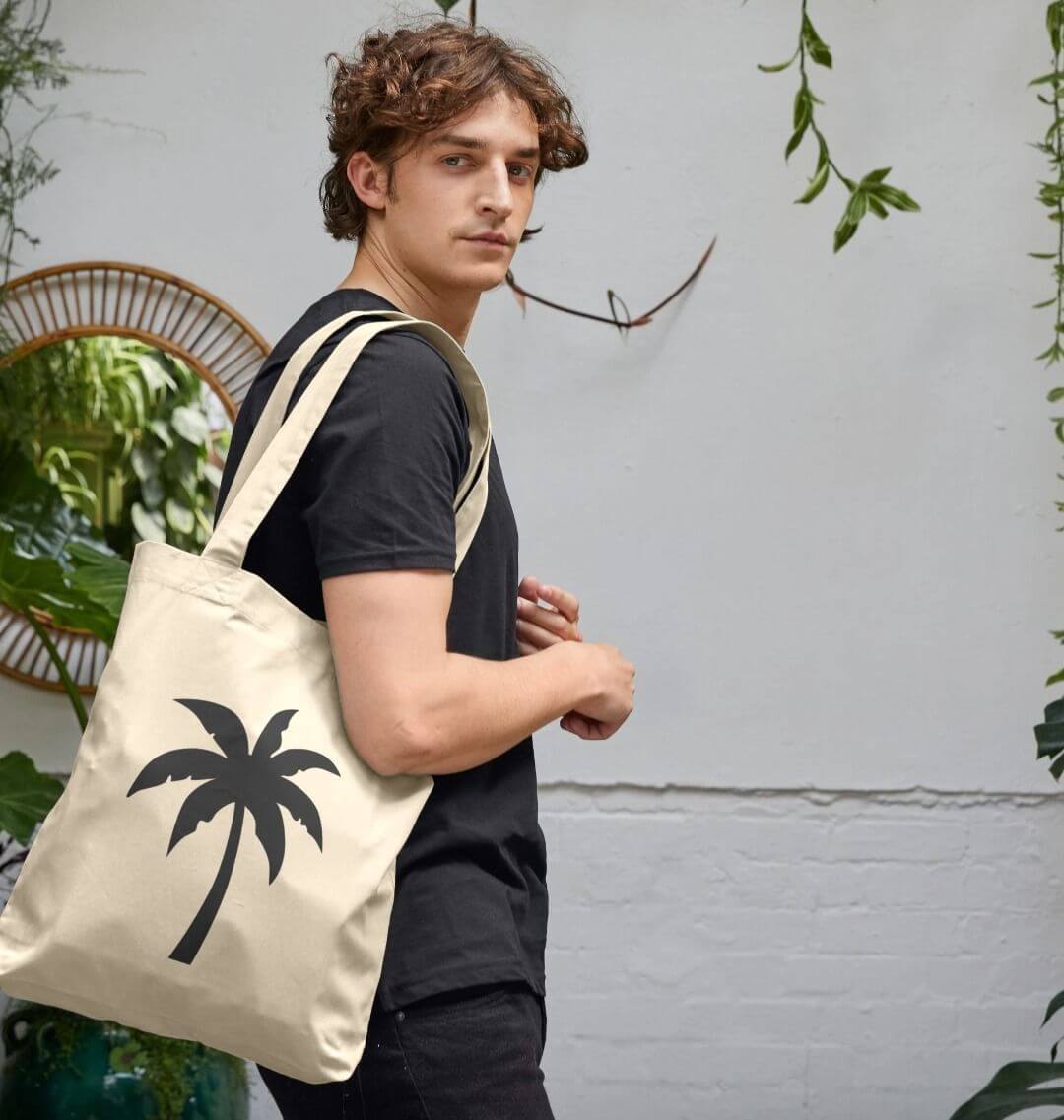Palm Shadow Silhouette Organic Cotton Tote Bag | Eco - Friendly Canvas Shopper | PCH Pure - PCH Pure