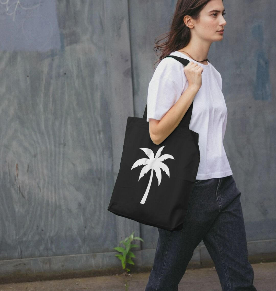 Palm Shadow Silhouette Organic Cotton Eco Tote Bag | Eco - Friendly Canvas Shopper | PCH Pure - PCH Pure