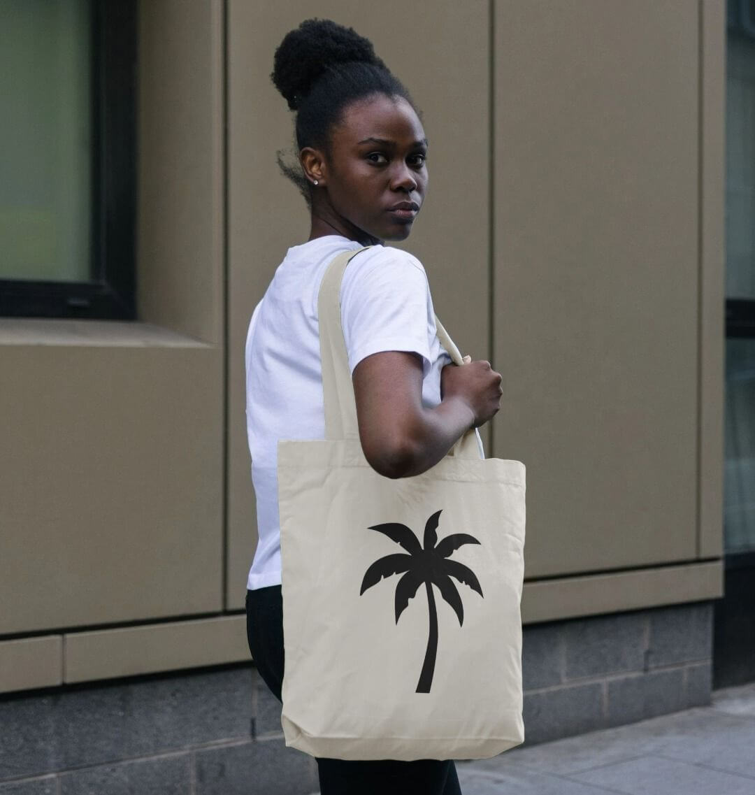 Palm Shadow Silhouette Organic Cotton Tote Bag | Eco - Friendly Canvas Shopper | PCH Pure - PCH Pure
