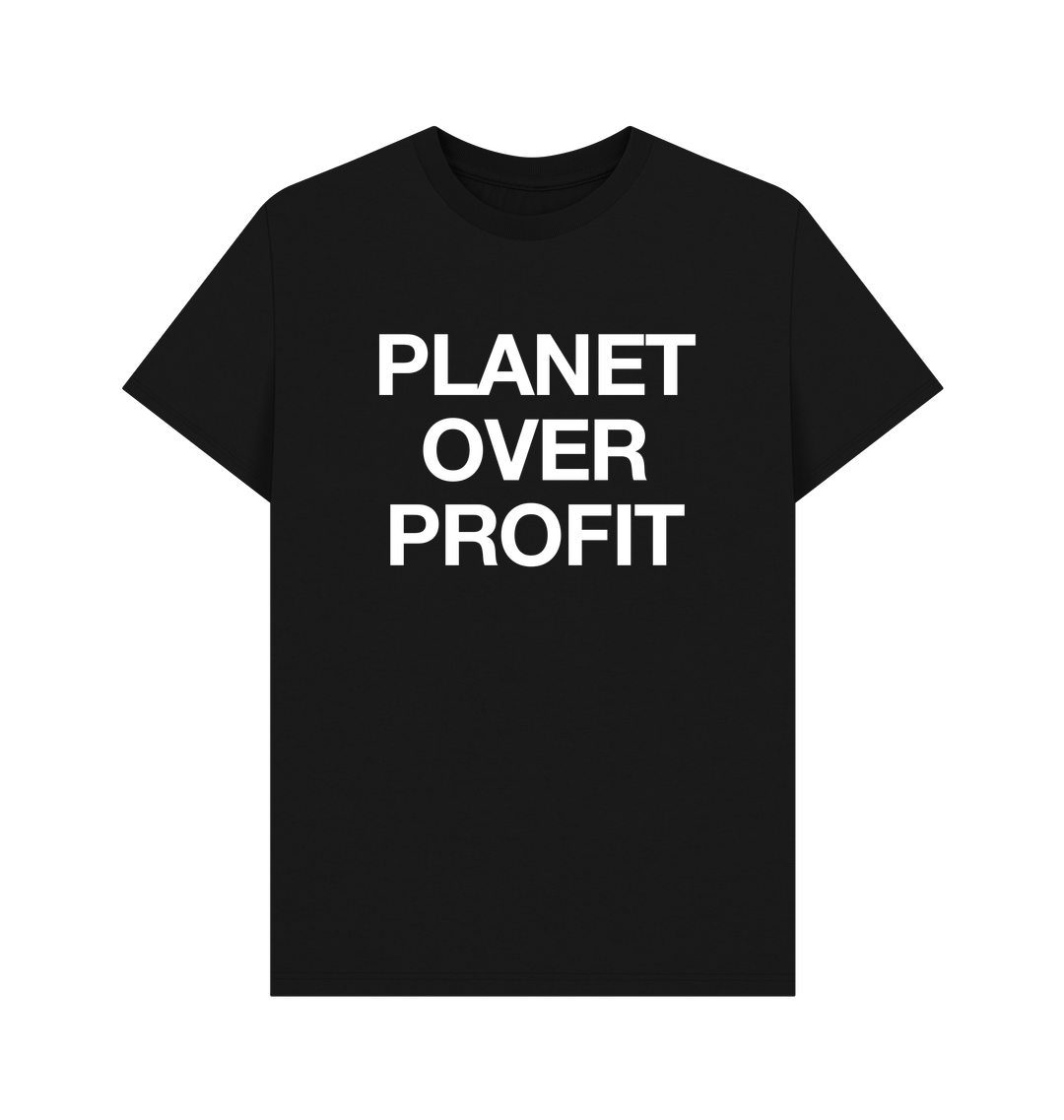 Organic cotton tee shirt with Planet Over Profit print by PCH Pure