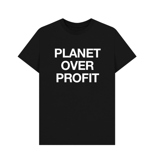Organic cotton tee shirt with Planet Over Profit print by PCH Pure