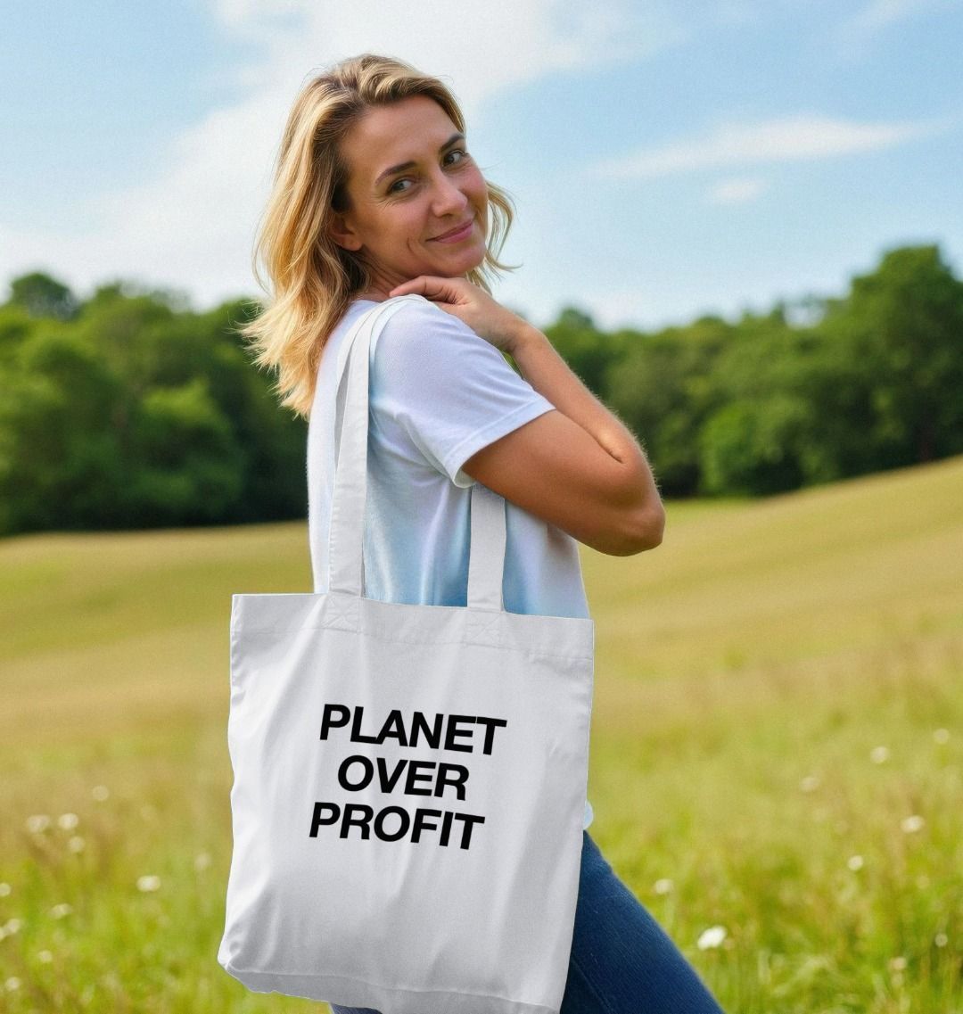 Planet Over Profit Organic Cotton Tote Bag | Sustainable Canvas Shopper | PCH Pure - PCH Pure
