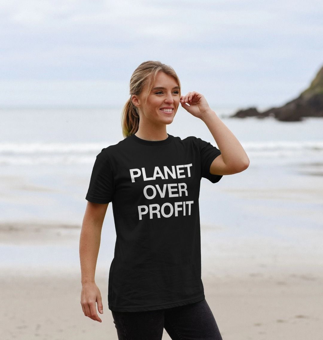 Ethically made organic cotton basic tee shirt in natural fabric