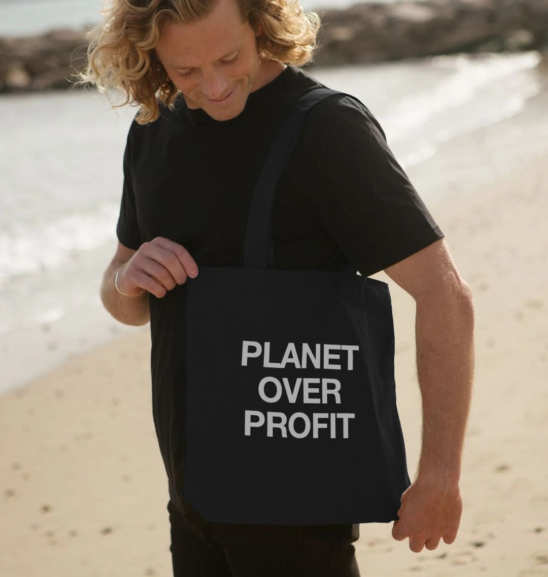 Planet Over Profit Organic Cotton Tote Bag | Eco Canvas Shopper | PCH Pure - PCH Pure
